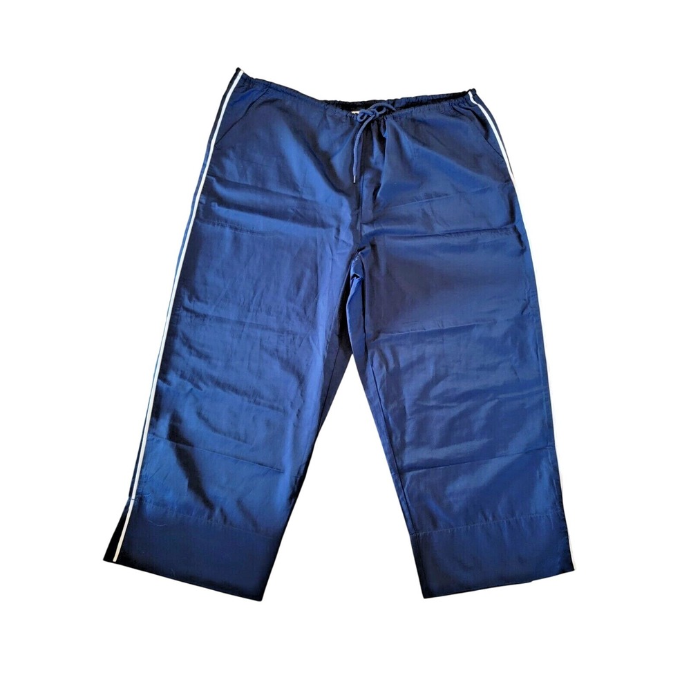 Chico's 3 Pants Crop Felix Twill Coastal Blue Tie Waist Pockets‎ NWT